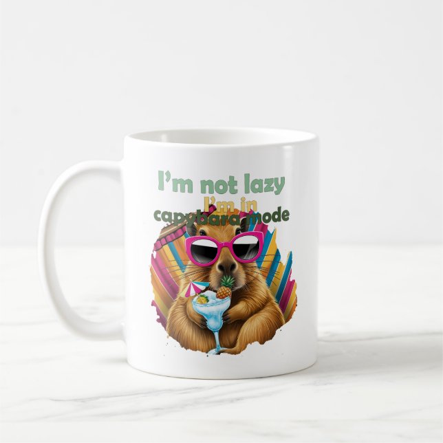 Caneca De Café Não sou preguiçoso, estou no modo capybara, capyba (Esquerda)