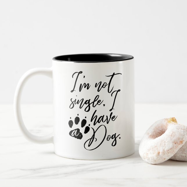 Caneca De Café Não sou Solteiro, tenho um Cachorro (Com Donut)