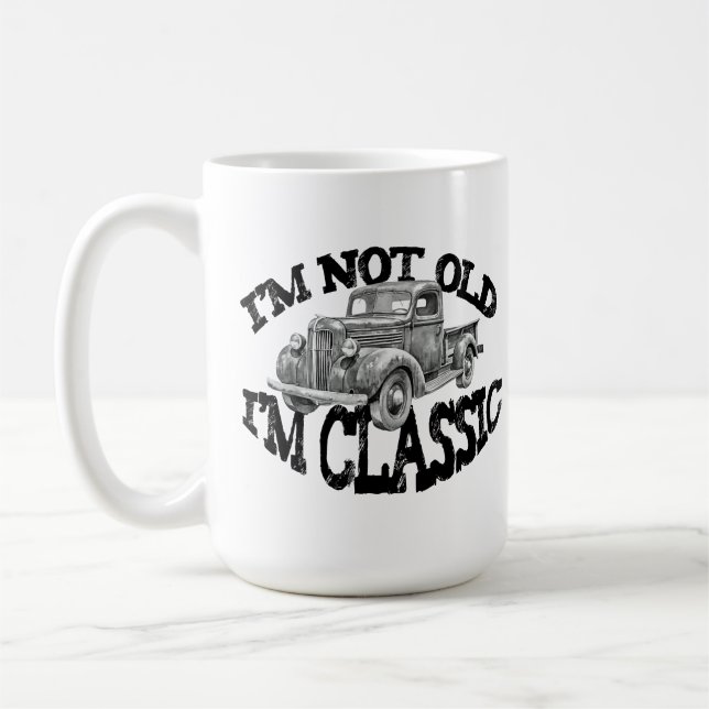 Caneca De Café NÃO SOU VELHO, SOU CLÁSSICO caminhão clássico carr (Esquerda)