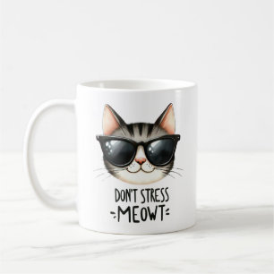 Caneca De Café Não Stress Meowt, Engraçado Pun Coffee