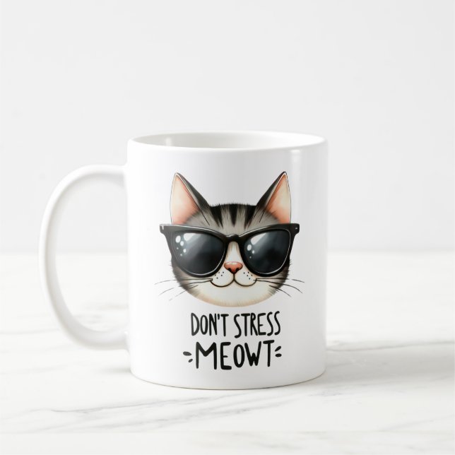 Caneca De Café Não Stress Meowt, Engraçado Pun Coffee (Esquerda)