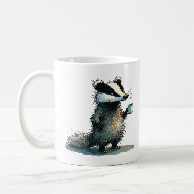 Caneca De Café Não. Toque. Texugo Caprichoso (Esquerda)