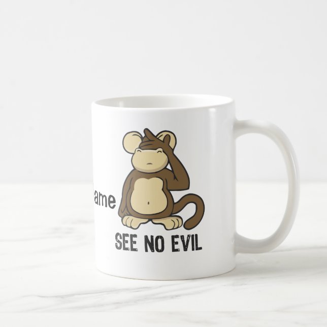 Caneca De Café Não veja nenhum macaco do mau - personalizar (Direita)