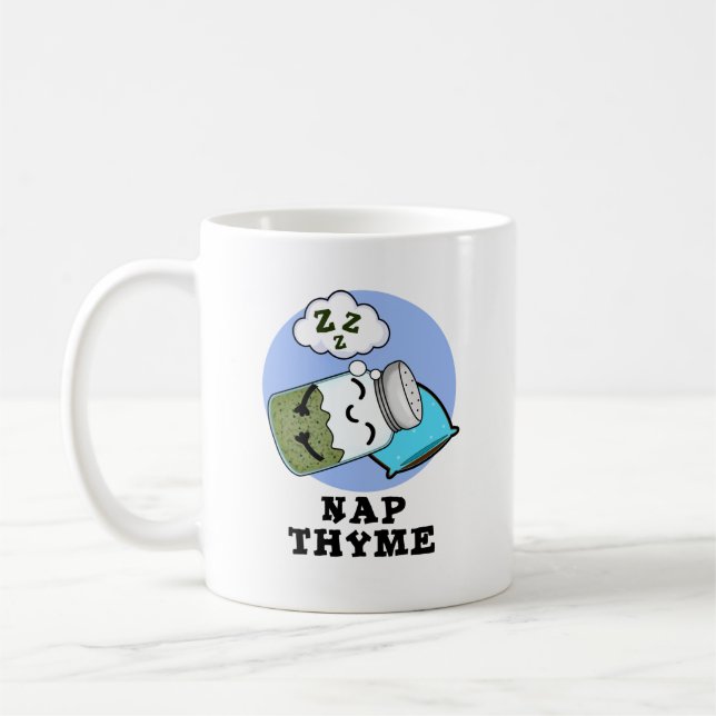 Caneca De Café Nap Thyme Engraçado Dormindo Herb Pun (Esquerda)