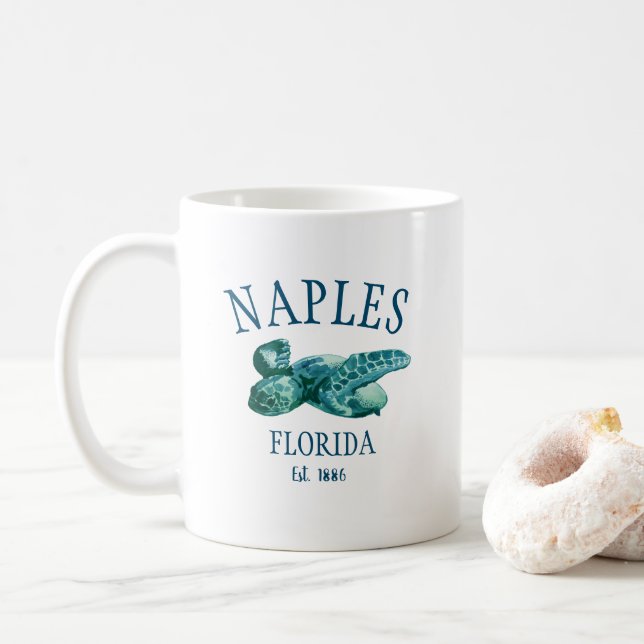 Caneca De Café Naples Florida Est Beach Sea Turtle (Com Donut)