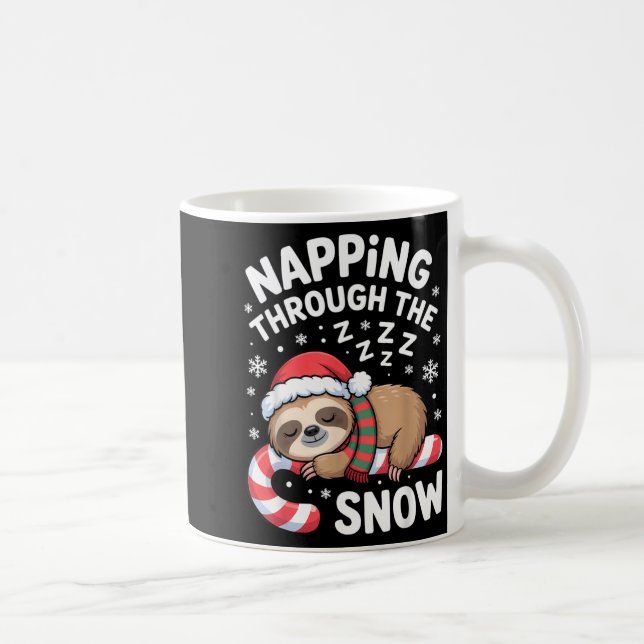 Caneca De Café Napng Through The Snow Funny Sloth Candy Cane Xmas (Direita)