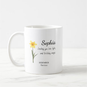 Caneca De Café Narciso de Dezembro Aniversário Personalizado