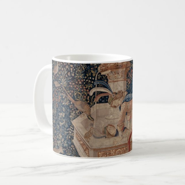 Caneca De Café Narcissus at the Well, Medieval Tapestry (Frente Esquerda)
