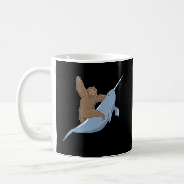 Caneca De Café Narwahl Unicorn Beluga Tusk Whale Fish Sloth Gift (Esquerda)