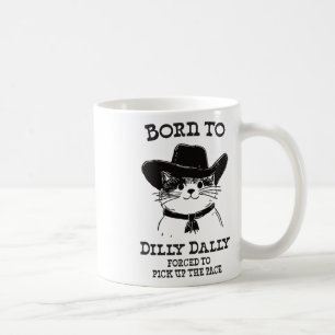 Caneca De Café Nascer A Dilly Dally Engraçado Cowboy Cat Y2k Memó