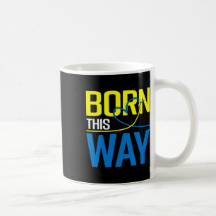 Caneca De Café Nascer Amarelo Azul Fita Azul Da Síndrome Inativo