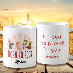Caneca De Café Nascer ao Rock - Engraçado e personalizado Present