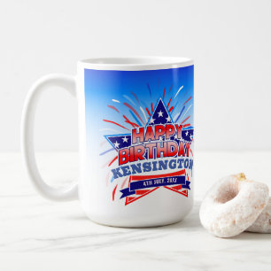 Caneca De Café Nascer de 4 de julho Feliz Aniversário