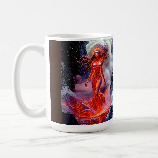 Caneca De Café "Nascer do Inferno" - Retrato da Mulher Vulcânica (Esquerda)
