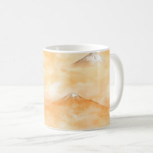 Caneca De Café Nascer do Sol em Aquarela sobre o Monte Fuji – Aur