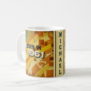 Caneca De Café Nascer em 1961 Name Mug - 60s Retro Geométrico Des