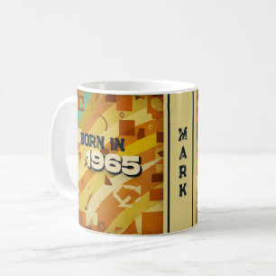 Caneca De Café Nascer em 1965 Name Mug - 60s Retro Geométrico Des