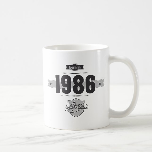 Caneca De Café Nascer em 1986 (Dark&Lightgrey) (Direita)