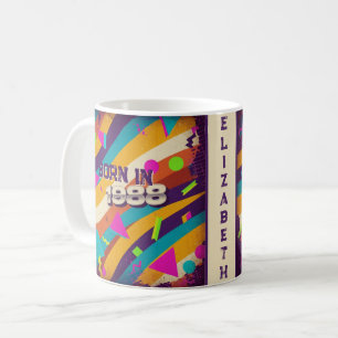 Caneca De Café Nascer em 1988 Mug Personalizado - Geométrico Neon