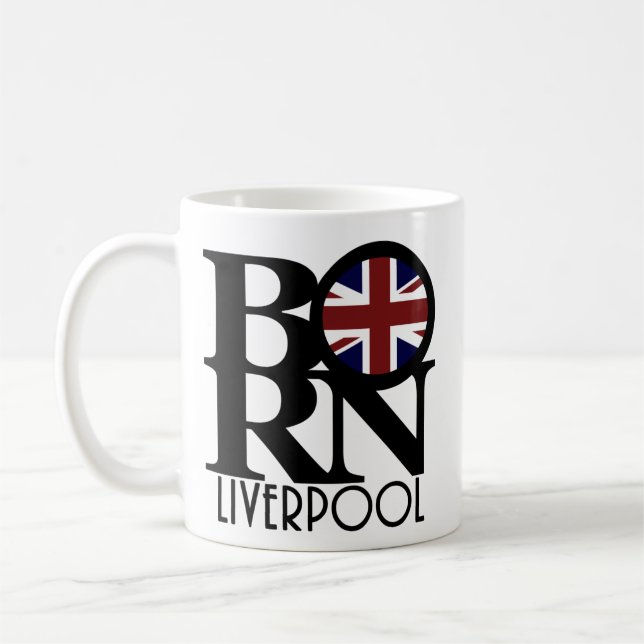 Caneca De Café NASCER Liverpool England (UK Flag) 11oz (Esquerda)