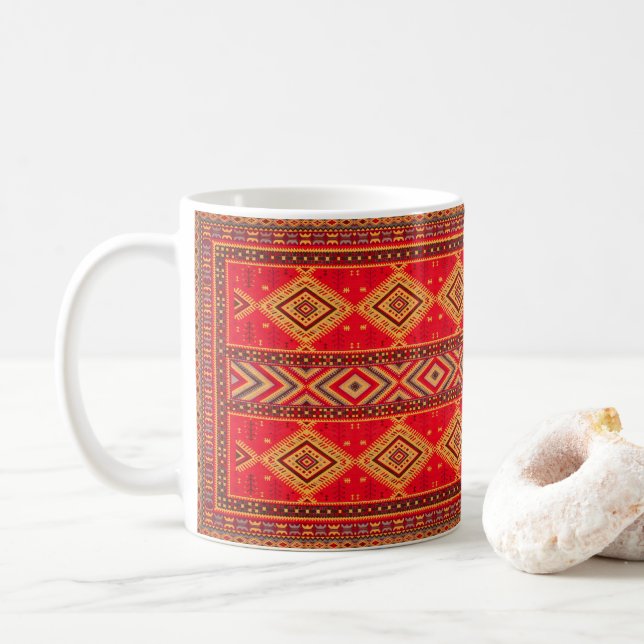 Caneca De Café Nascer marroquino: Elegância Geométrica Boho (Com Donut)
