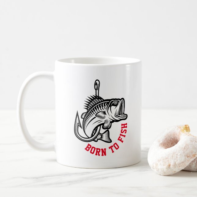 Caneca De Café Nascer Para Peixe (Com Donut)