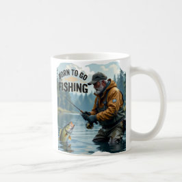 Caneca De Café Nascer russo de ir pescar vovô