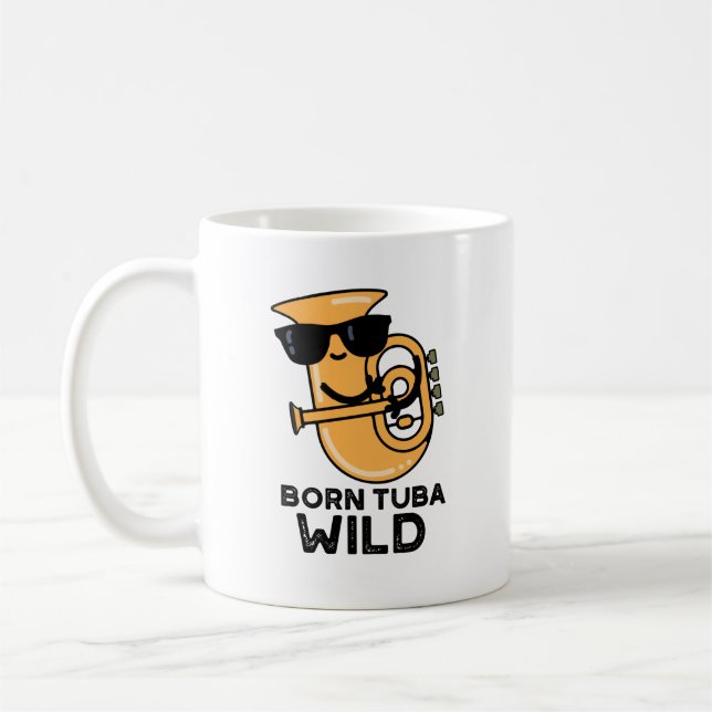 Caneca De Café Nascer Tuba Wild Funny Music Pun (Esquerda)