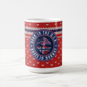 Caneca De Café "Nascido nos EUA · Raízes na Noruega" Azul com Sué