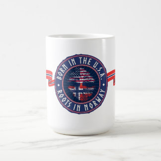 Caneca De Café "Nascido nos EUA · Raízes na Noruega" em Azul