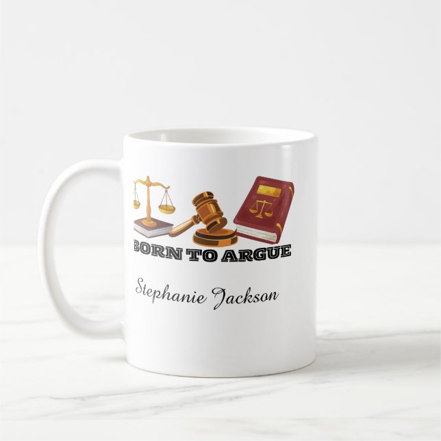 Caneca De Café Nascido para argumentar advogado engraçado (Esquerda)