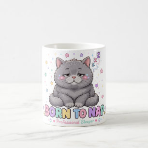 Caneca De Café Nascido para Dormir Gato Kawaii