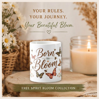 Caneca De Café Nascido para Florescer Rosas e Borboletas Abelhas 