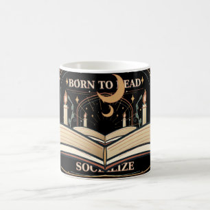 Caneca De Café Nascido para Ler Forçado a Socializar Amante de Li