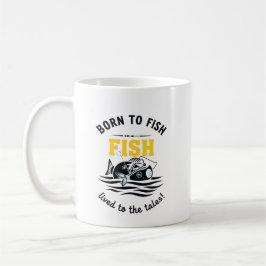Caneca De Café Nascido para Pescar & Viver pelas Histórias