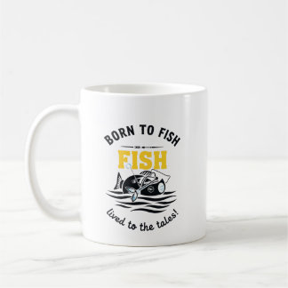 Caneca De Café Nascido para Pescar & Viver pelas Histórias