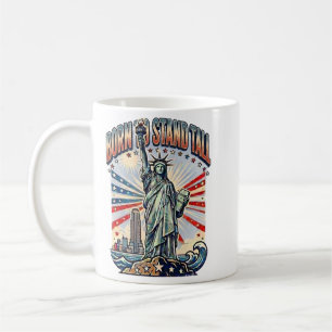 Caneca De Café Nascido para se Manter Firme Arte Patriótica