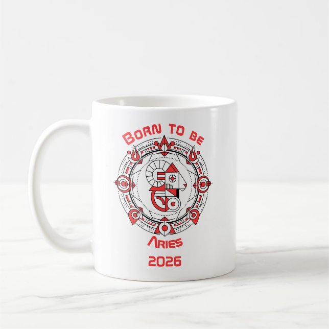 Caneca De Café Nascido para ser Áries (Esquerda)