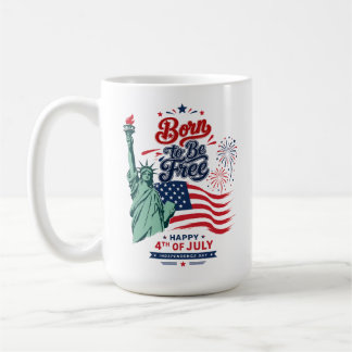 Caneca De Café Nascido para Ser Livre - Independência do Dia 4 de