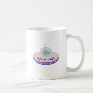 Caneca De Café Nascido para viajar alienígena fofo e disco voador