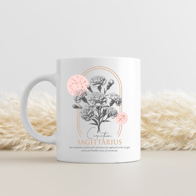 Caneca De Café Nascimento de Sagittarius zodiac mês de aniversári (Carnation birth month flower mug)