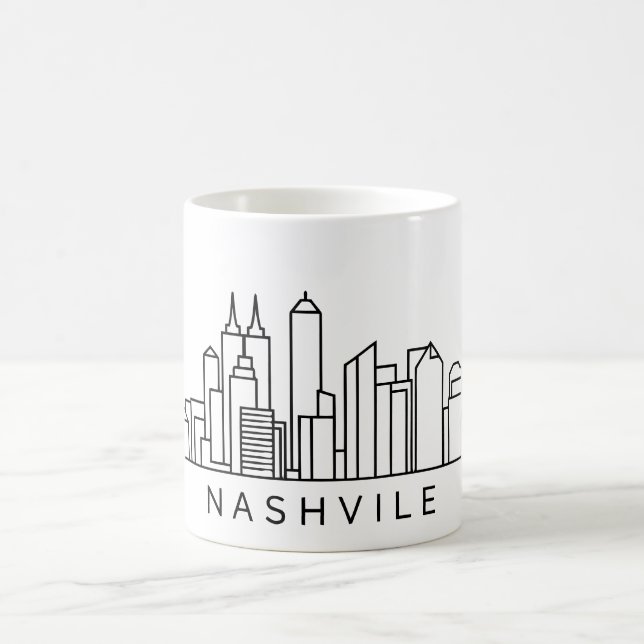 Caneca De Café Nashville Skyline - Design Cityscape (Centro)