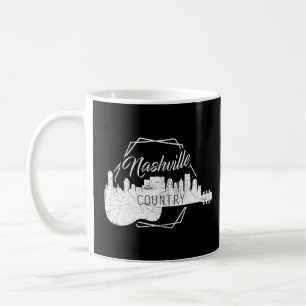 Caneca De Café Nashville Skyline Tennessee Country Music Guitar P
