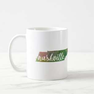Caneca De Café Nashville, Tennessee aguarela cor-de-rosa e verde