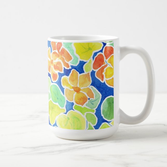 Caneca De Café Nastúrbios Vermelhos, Laranja e Amarelos de Verão (Direita)