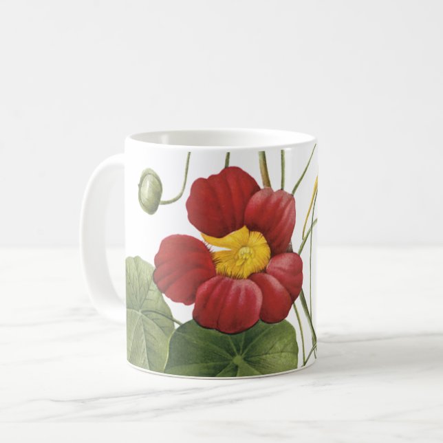 Caneca De Café nasturtium(Tropaeolum majus) por Redouté (Frente Esquerda)