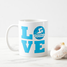 Caneca De Café Natação AMOR Nadando e mergulhando nadador ou trei