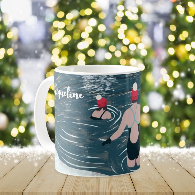 Caneca De Café Natação Selvagem de Natal Personalizada para o Ami (Criador carregado)