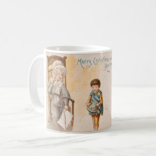 Caneca De Café Natais vintages Desenhando Avó Vovó