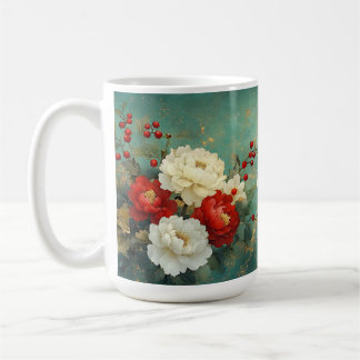 Caneca De Café Natais vintages Personalizados Blooms Florais Bran